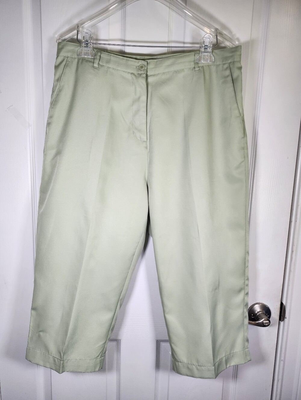 Allyson Whitmore  Sage Green 3 Pocket Stretch Waist Golf Crop Capri Pants S 16P
